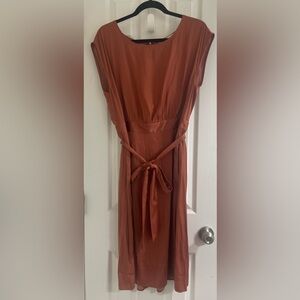 Loft A Line Orange Rust Dress with Pockets Size 12
